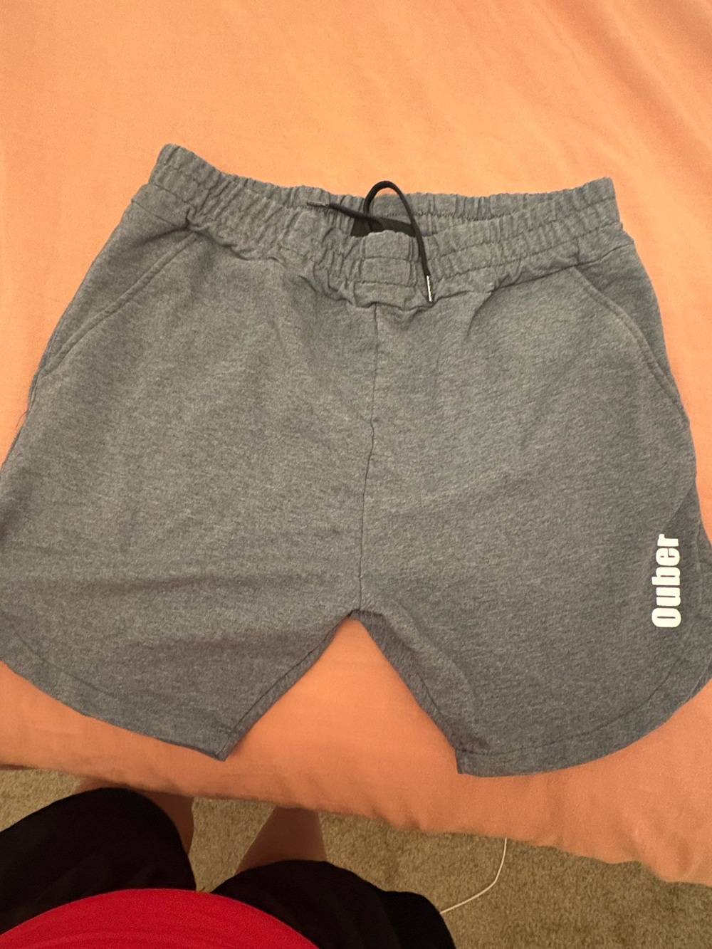 Men’s large Ouber body building shorts with zipper pockets dark gray